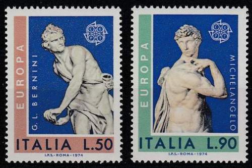Poštovní známky Itálie 1974 Evropa CEPT, sochy Mi# 1440-41