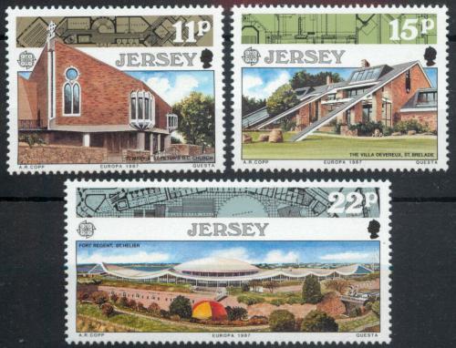 Poštovní známky Jersey 1987 Evropa CEPT, moderní architektura Mi# 405-07