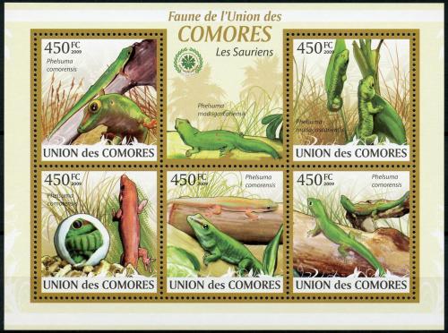 Poštovní známky Komory 2009 Ještìrky Mi# 2346-50 Kat 10€