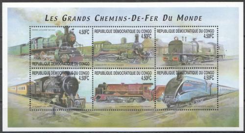 Poštovní známky Kongo Dem. 2001 Lokomotivy Mi# 1539-44 Kat 8€