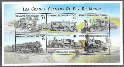 Poštovní známky Kongo Dem. 2001 Lokomotivy Mi# 1545-50 Kat 12€