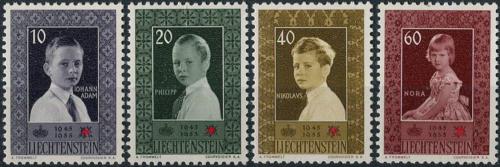 Poštovní známky Lichtenštejnsko 1955 Princové TOP SET Mi# 338-41 Kat 34€