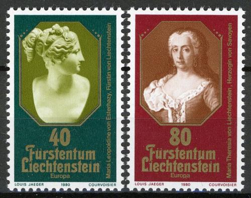 Poštovní známky Lichtenštejnsko 1980 Evropa CEPT, osobnosti Mi# 741-42