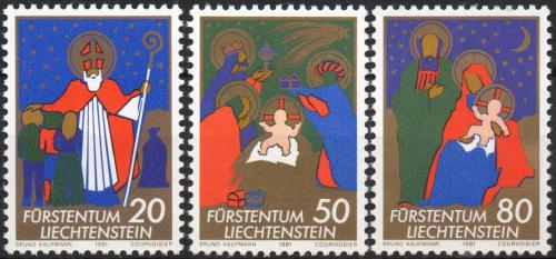 Poštovní známky Lichtenštejnsko 1981 Vánoce Mi# 788-90