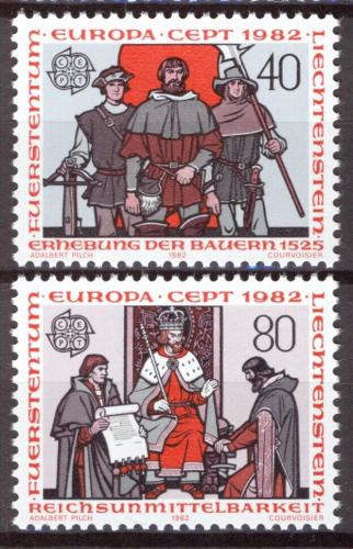 Poštovní známky Lichtenštejnsko 1982 Evropa CEPT, historické události Mi# 791-92