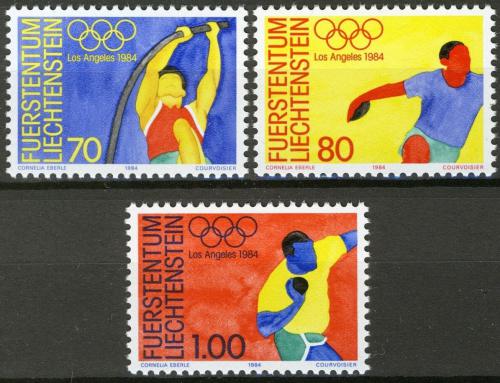 Poštovní známky Lichtenštejnsko 1984 LOH Los Angeles Mi# 846-48 Kat 4.20€