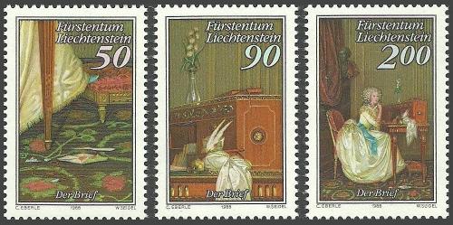 Poštovní známky Lichtenštejnsko 1988 Dopisy Mi# 957-59 Kat 5.80€