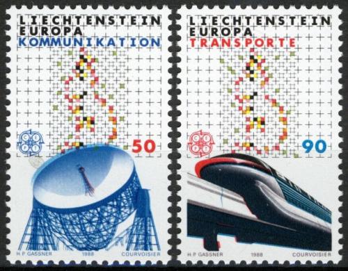 Poštovní známky Lichtenštejnsko 1988 Evropa CEPT, doprava a komunikace Mi# 937-38