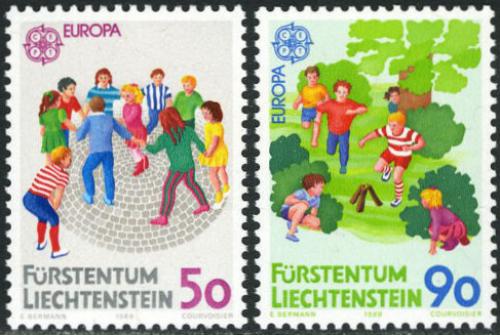 Poštovní známky Lichtenštejnsko 1989 Evropa CEPT, dìtské hry Mi# 960-61