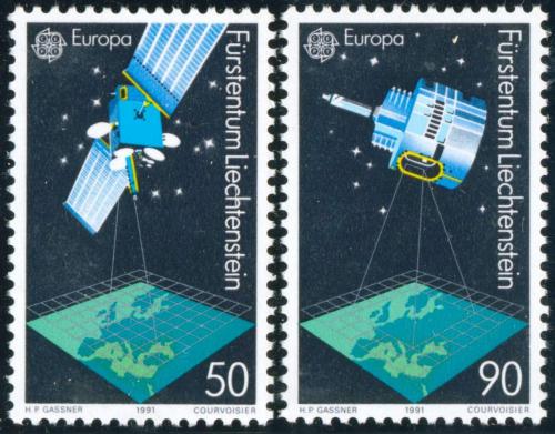 Poštovní známky Lichtenštejnsko 1991 Evropa CEPT, prùzlum vesmíru Mi# 1011-12