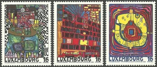 Poštovní známky Lucembursko 1995 Umìní, Friedensreich Hundertwasser Mi# 1360-62 Kat 6€