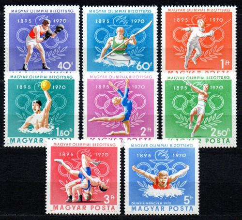 Poštovní známky Maïarsko 1970 Olympijský výbor, 75. výroèí Mi# 2616-23