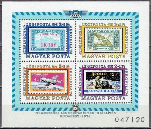 Poštovní známky Maïarsko 1974 Výstava AEROFILA Mi# Block 109