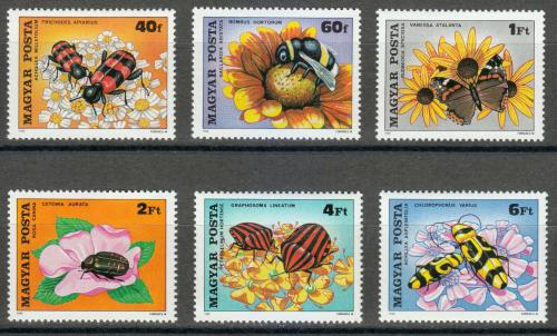 Poštovní známky Maïarsko 1980 Hmyz a kvìtiny Mi# 3405-10