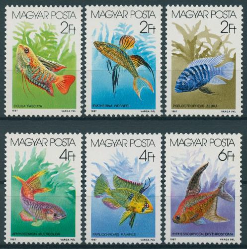 Poštovní známky Maïarsko 1987 Ryby Mi# 3877-82