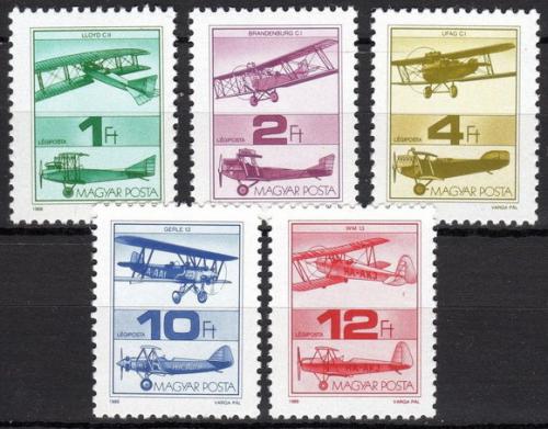 Poštovní známky Maïarsko 1988 Historická letadla Mi# 3984-88