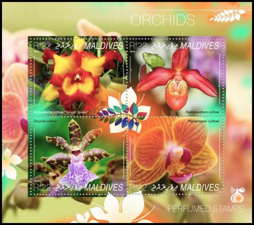 Potovn znmky Maledivy 2014 Orchideje Mi# 5400-03 Kat 11