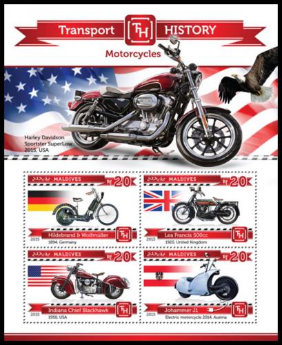 Poštovní známky Maledivy 2015 Motocykly Harley Davidson Mi# 5495-98 Kat 10€