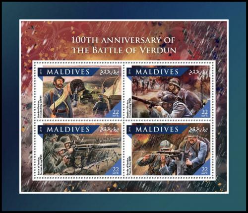 Potovn znmky Maledivy 2016 Bitva u Verdunu, 100. vro Mi# 6701-04 Kat 11