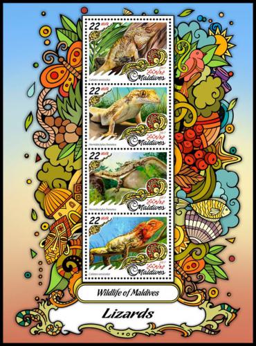 Poštovní známky Maledivy 2017 Ještìrky Mi# 6778-81 Kat 11€
