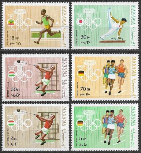 Poštovní známky Manáma 1969 Letní olympijské hry Mi# 346-51 Kat 6.50€