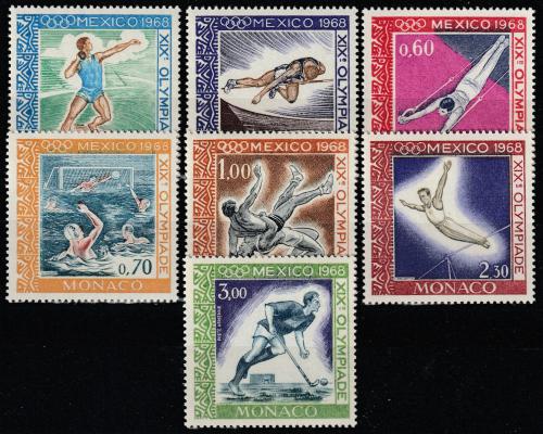 Poštovní známky Monako 1968 LOH Mexiko Mi# 882-88