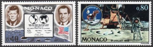 Poštovní známky Monako 1970 První let na Mìsíc Mi# 974-75