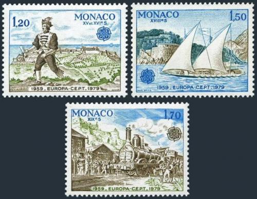 Poštovní známky Monako 1979 Evropa CEPT, historie pošty Mi# 1375-77 Kat 5.50€