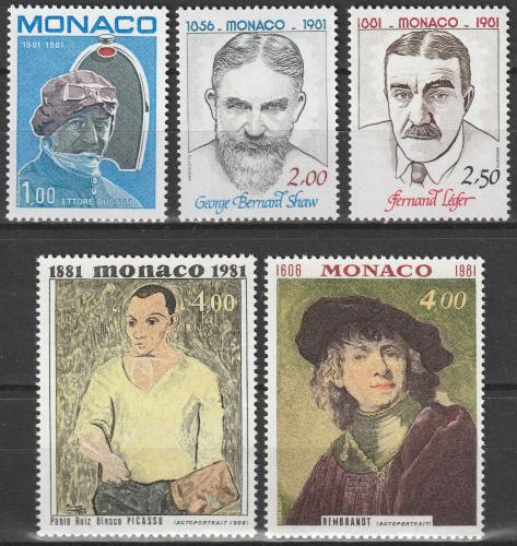 Poštovní známky Monako 1981 Osobnosti Mi# 1491-95 Kat 11€
