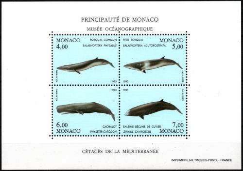 Poštovní známky Monako 1993 Velryby Mi# Block 58 Kat 14€