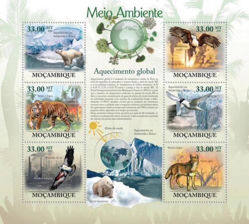 Poštovní známky Mosambik 2010 Fauna a globální oteplování Mi# 3644-49