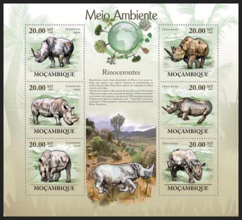 Poštovní známky Mosambik 2010 Nosorožci Mi# 3584-89