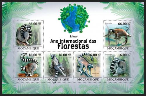 Poštovní známky Mosambik 2011 Lemur kata Mi# 4415-20 Kat 11€