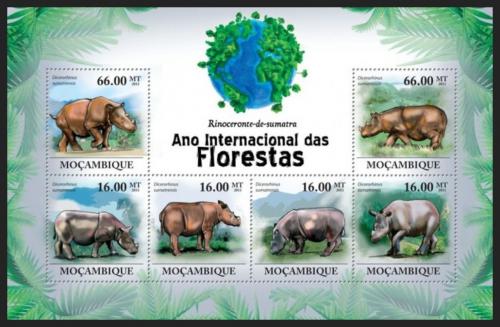 Poštovní známky Mosambik 2011 Nosorožec sumaterský Mi# 4385-90 Kat 11€
