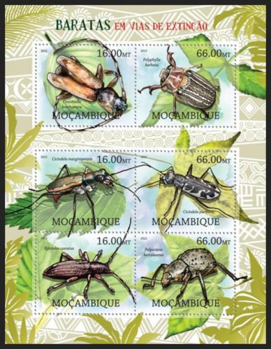 Poštovní známky Mosambik 2012 Brouci na cestì k vyhynutí Mi# 5747-52 Kat 14€