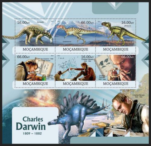 Potovn znmky Mosambik 2012 Charles Darwin a dinosaui Mi# 5867-72 Kat 14 - zvtit obrzek