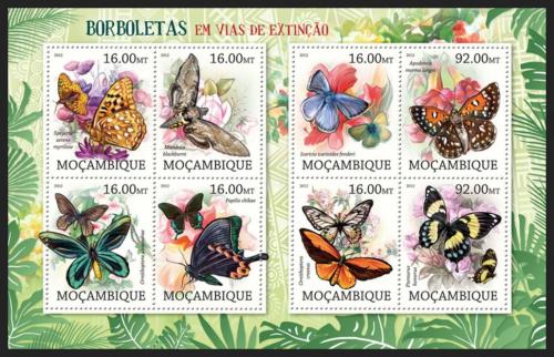 Poštovní známky Mosambik 2012 Motýli na cestì k vyhynutí Mi# 5656-63 Kat 16€