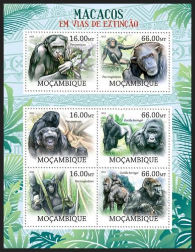 Potovn znmky Mosambik 2012 Opice na cest k vyhynut Mi# 5824-29 Kat 14 - zvtit obrzek