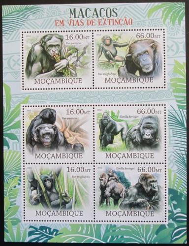 Poštovní známky Mosambik 2012 Opice na cestì k vyhynutí Mi# 5824-29 Kat 14€