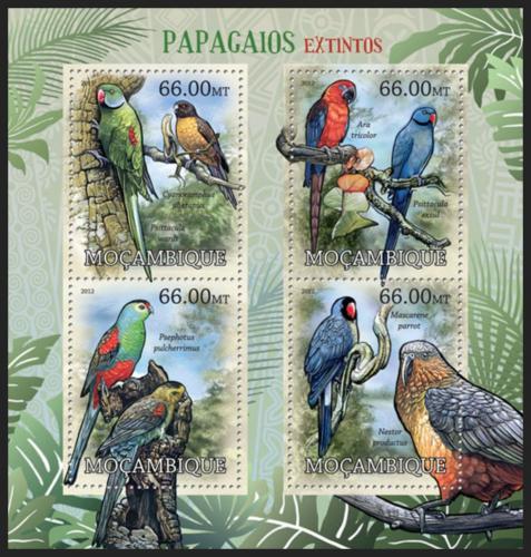 Poštovní známky Mosambik 2012 Vyhynulí papoušci Mi# 5846-49 Kat 15€