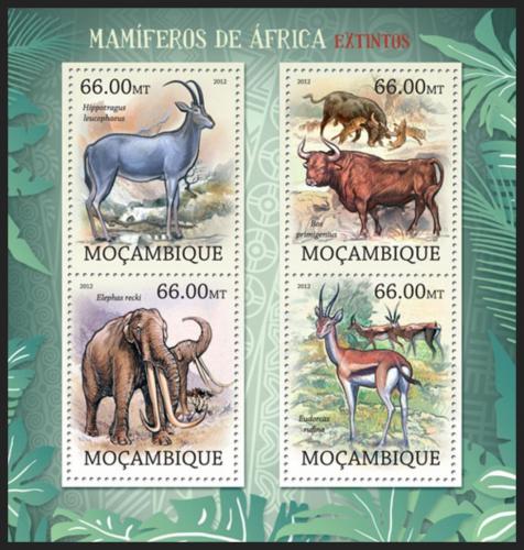 Poštovní známky Mosambik 2012 Vyhynulí savci Afriky Mi# 5856-59 Kat 15€