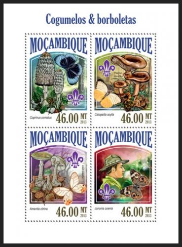Potovn znmky Mosambik 2013 Motli, houby a skauti Mi# 6942-45 Kat 11