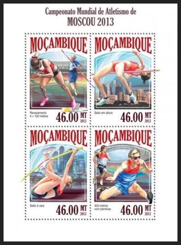 Potovn znmky Mosambik 2013 MS v lehk atletice Mi# 7077-80 Kat 11