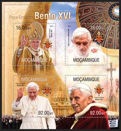 Potovn znmky Mosambik 2013 Pape Benedikt XVI. Mi# 6747-50 Kat 13