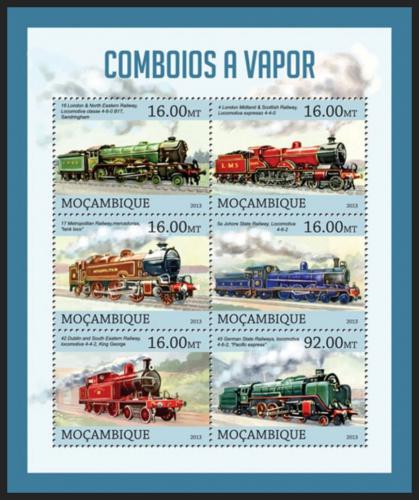 Poštovní známky Mosambik 2013 Parní lokomotivy Mi# 6497-6502 Kat 10€