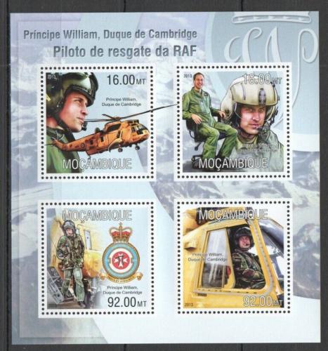 Poštovní známky Mosambik 2013 Princ William, pilot RAF Mi# 6767-70 Kat 13€