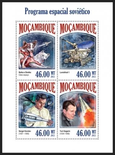 Potovn znmky Mosambik 2013 Sovtsk przkum vesmru Mi# 7012-15 Kat 11 - zvtit obrzek