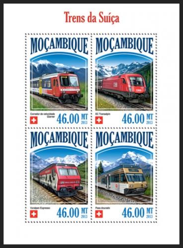 Potovn znmky Mosambik 2013 vcarsk lokomotivy Mi# 6997-7000 Kat 11 - zvtit obrzek
