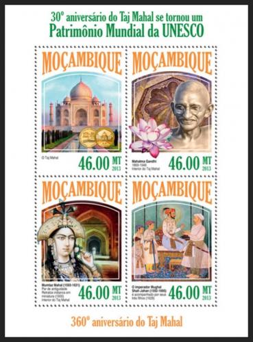 Potovn znmky Mosambik 2013 Td Mahal na seznamu UNESCO Mi# 7047-50 Kat 11 - zvtit obrzek