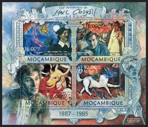 Potovn znmky Mosambik 2013 Umn, Marc Chagall Mi# 6379-82 Kat 13 - zvtit obrzek